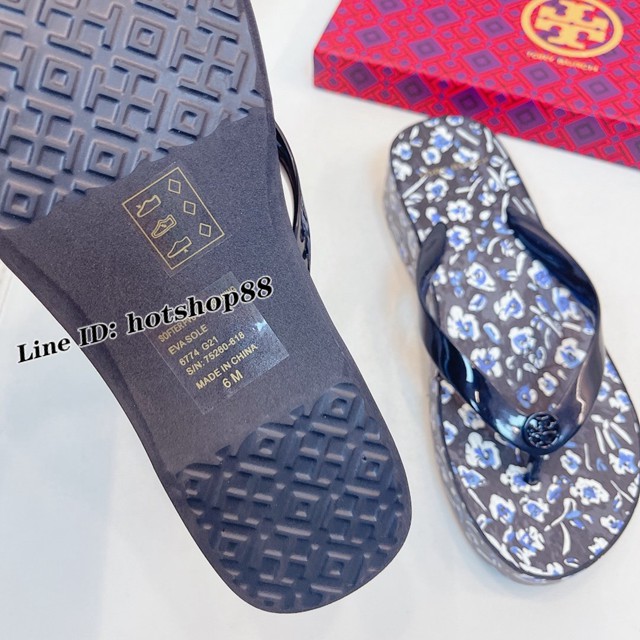 TORY BURCH2021年夏季新款女款坡跟人字拖TB官方春夏季主打款女士人字拖 dx2379